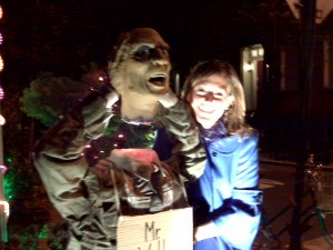 Hope mugs for the camera with Mr. Wall Street, a very ghoulish guy.