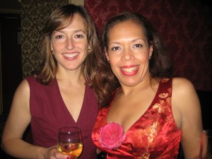 Hope and Elizabeth at The Dove. Check out that wallpaper.