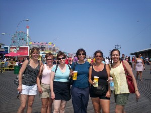 Hope (Far L) at Coney Island last summer with RWA/NYC friends, including Karen Cino & Elizabeth Mahon (Far R).