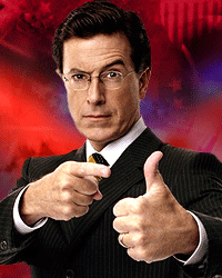With or without hair, Colbert looks g-o-o-d. Photo courtesy of www.colbertnation.com.
